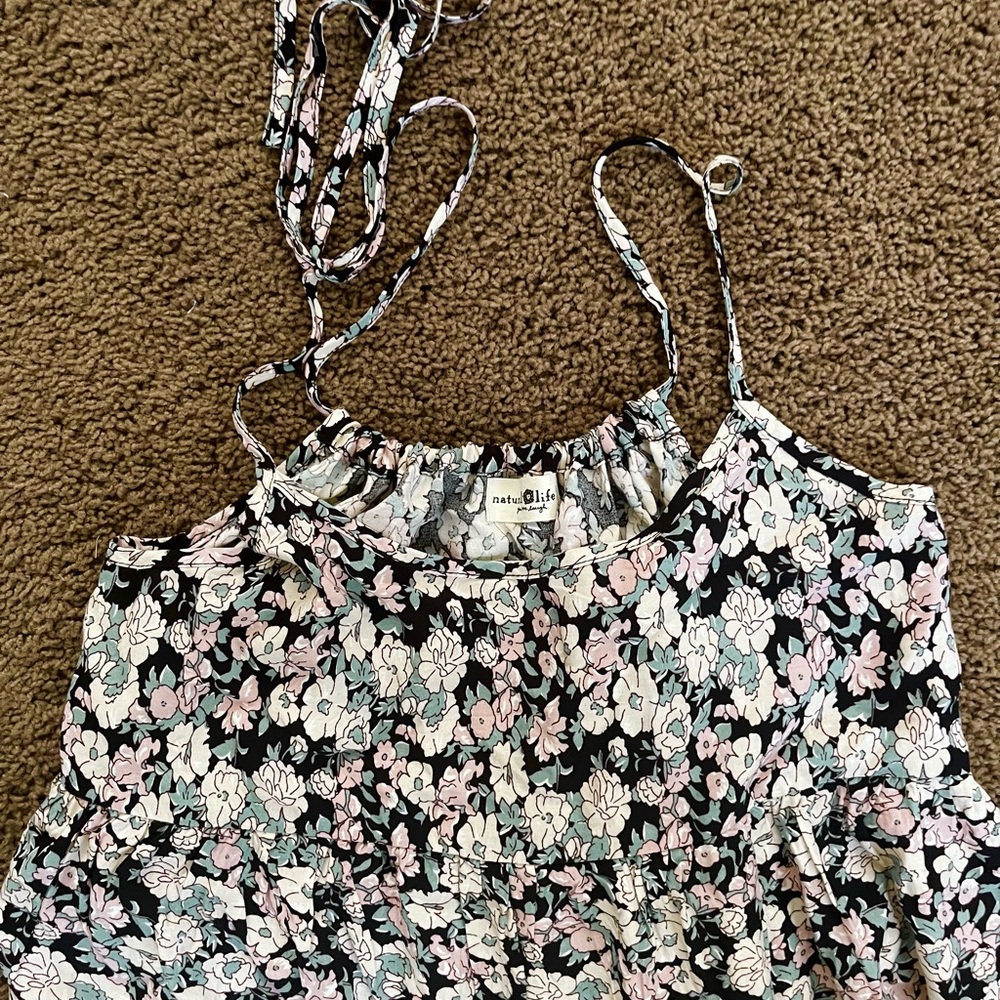 Natural Life Floral Sundress - Black, White, Pink, Green - Picture 2 of 3